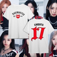 Baju-T BabyMonster T-Shirt Ruka Pharita Asa Ahyeon Rami Rora Chiquita Print Tee 100% Cotton BabyMons