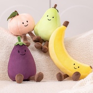 Mainan plush parti buah-buahan baharu, patung terung, pisang, pir, dan pic yang realistik.