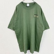 古著 GILDAN 短袖棒球手套 T 卹，背面有尖角，綠色，XL 碼