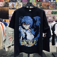 S-5XLเสื้อยืดแขนสั้นคอกลมเสื้อยืดแขนสั้น แขนห้าส่วน พิมพ์ลาย Eva Evangelion แนวสตรีท สไตล์อเมริกัน ส