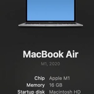 Macbook air m1 16gb ram 13" 512gb ssd