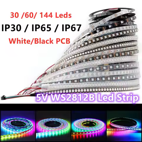 DC5V WS2812b led strip light 1m/5m 30/60/144leds/m pixel WS2811IC Smart Pixels Neon Lamps Tape IP30/