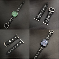 Watch Strap/925 Silver Suitable for I-Watch Hip Hop Punk Leather Strap