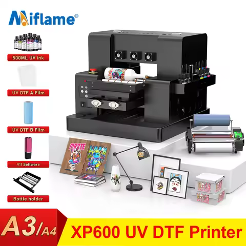 A3 UV Printer XP600 UV DTF Printing Machine A4 UV Flatbed Printer For Bottle Pen Wood Acrylic Metal 