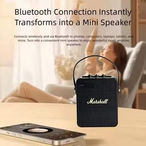 2026 Marshall Stockwell II Portable Bluetooth Speaker - 360° True Stereo Sound, 20+ Hrs Playtime, Lo