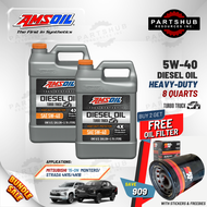 AMSOIL 8 QUARTS 5W-40+PACKAGES SO (4N15 MONTERO/STRADA) 4X HEAVY-DUTY DIESEL OIL