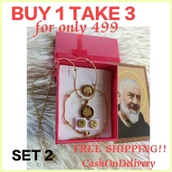 ⭐ ◵ ▤ ST. PADRE PIO HEALING SET (necklace, earrings, bracelet)
