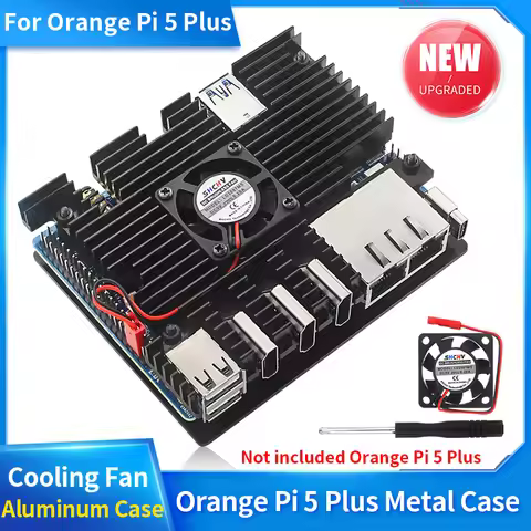 Orange Pi 5 Plus Aluminum Alloy Case Metal Enclouse with Fan Heatsinks Active Passive Cooling Radiat