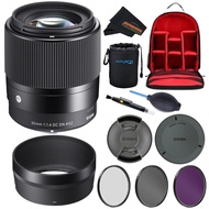 Sigma 30mm F1.4 Contemporary DC DN Lens for Sony E-Mount Cameras + Sunshine Deluxe Accessory Pack