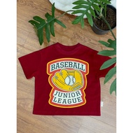 BASEBALL SPORTS RED T-SHIRT FOR KIDS Loose Form Boxy 100% Cotton 2C SMALL NECK FORM