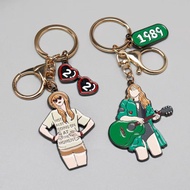 2PCS Taylor Swift 1989 Keychain TS 22 Glasses Guitar Keychains for Women Men Jewelry Girl Jewelry Ac
