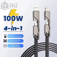 【Ship Within 24 Hours】HG 4 in 1 100W PD Fast Charging USB Type C To USB C Cable For Android/IP COD