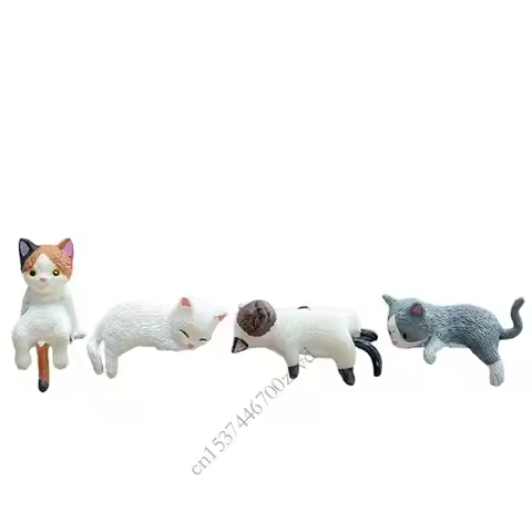 4Pcs Cartoon Cats Miniature Figurines Resins Craft Figures Computer Monitors Desktop Decors Car Cent