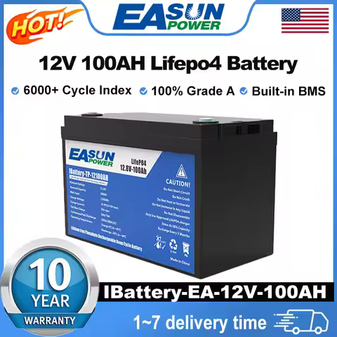EASUN POWER Brand Lifepo4 Battery 12V 100Ah Grade A Cell Parallel and Customizable BMS+2000 Cycle Li