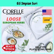 Corelle Loose Herbs (Dinner Plate/ Luncheon Plate/ Bread Plate/ Serving Bowl/ Bowl/Plate) Corelle Di