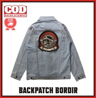 Patch Bordir Besar Emblem Bordir Jaket Punggung Tengkorak Racing