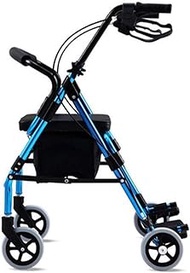 Walkers for seniors Walking Frame, Four Wheel Walker with Pedal, Lockable Brakes, Height Adjustable Comfortable Hand Grips, Foldable Four Wheel Walker with Shipping Bag,Space Saver rollator walker, Du