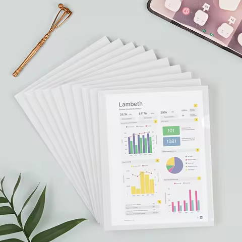 10 Pcs L-shaped folder plastic PP transparent single-page folder A4 two-page set office document sto