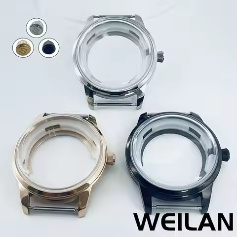 40mm Arch Glass Watch Case RoseGold Black Silvery Stainless Steel Case for NH35 NH36 4R35A 4R36A Mov