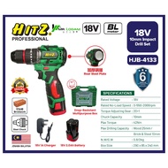 HITZ 18V Cordless Impact Drill Set 2 Speed Screwdriver Hammer Drill (Brushless Motor) HJB-4133
