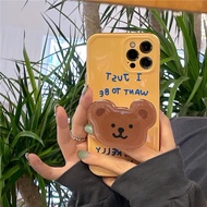 Casing Phone Case Silicone Soft Case suitable for IPhone 11 Pro Max 12 Pro Max 13 Pro Max iphone 14 pro max Shell With Phone Stand Cute Bear Couple Case Casing