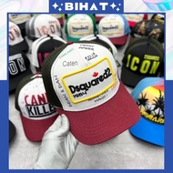 DSQUARED2 Men's and Women's Fashion Button Buckle Baseball Cap, Dsquared2 cool khaki mesh hat MU153