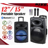 12/15 inch Portable Trolley Speaker Karaoke 5.2 Bluetooth Speakers Wireless Audio Speaker USB for Home Outdoor KTV