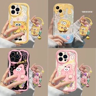 3D Cartoon SpongeBob Patrick Star With Pendant Phone Case For Honor X6A X6C X6B X7B X7A X8A X8B X9B 