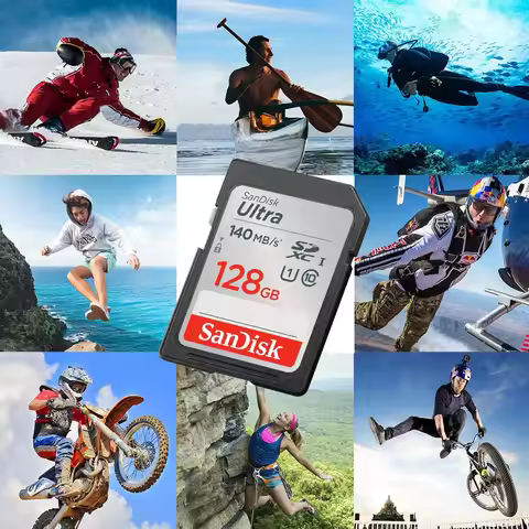 SanDisk SD Card 32GB 64GB 128GB 256GB Memory Card 120MB/s-200MB/s U1 C10 U3 V30 4K For Canon Nikon S