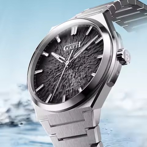 BONEST GATTI Men's Light Luxury Business Mechanical Watch Stainless Steel Butterfly Buckle Man Watch