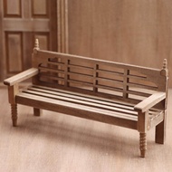 Dolity Antique Wood Bench Miniature Garden Bench Furniture Set for 1/12 Scale Dollhouse Yard Garden 