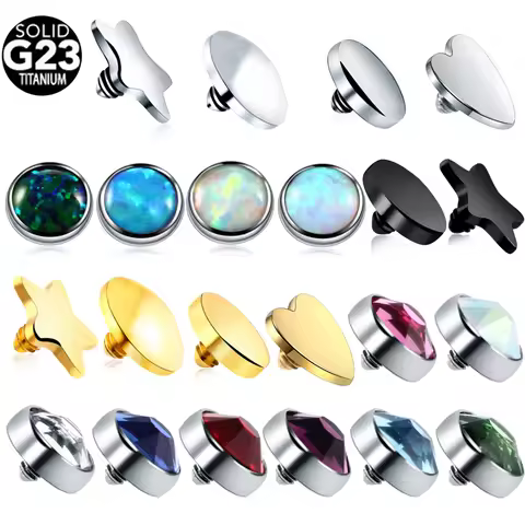 1PC G23 Titanium Piercing Micro Dermal CZ Gem Micro Dermal Anchor Crystal Top Dermal Piercings Surfa