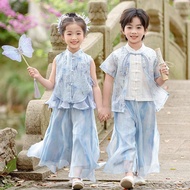 Girls Hanfu Chinese Style Tang Suit Ancient Style Short-Sleeved Ancient Costume Suit Day 1 Performan