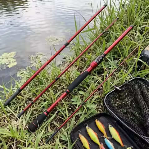 HLUR 4 Sections Fishing Rod M Tone Fishing Rod Fishing Rod Lightweight Portable Fishing Gear