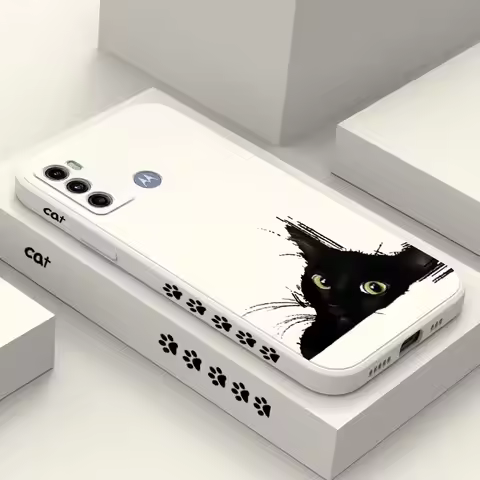 G60 Cold Black Cat Silicone Phone Case For Motorola Moto G60 G22 G84 G60S G40F G14 G62 G30 G52 G13 G