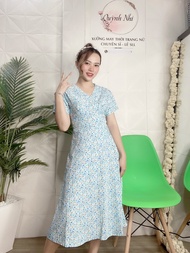 ĐẦM HOA CỔ V TAY BÚP DÁNG XÒE CÓ SIZE - MT21