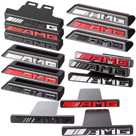 3D ABS Car AMG Sticker Mercedes Benz AMG Badge Logo Front Grille Emblem Decoration Decals Auto Modif