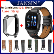 สาย พร้อม เคส Garmin Venu SQ 2 สายนาฬิกา นาฬิกาหนังสำหรับ garmin venu Sq 2 Music สายนาฬิกา สร้อยข้อม