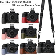 Z50II Casing PU Leather Camera Case Half Body For Nikon Z50 II Z50 Mark II Protective Cover with Str