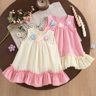 Sweet Flower Baby Girl Dress Summer New Pink Children'S Clothing (9 Months -4 Years Old)