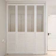 （Ready stock）Shutter Door Folding Door Shoe Cabinet Wardrobe Breathable Cabinet Door Customization Corridor Aisle Double Open Sliding Sliding Door Wooden Partition