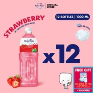 Mogu Mogu Strawberry Nata de Coco Juice Drink 1000ml x 12 bottles