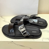 99新 ❤️Dior 迪奥 Aqua 黑银logo拖鞋 44码