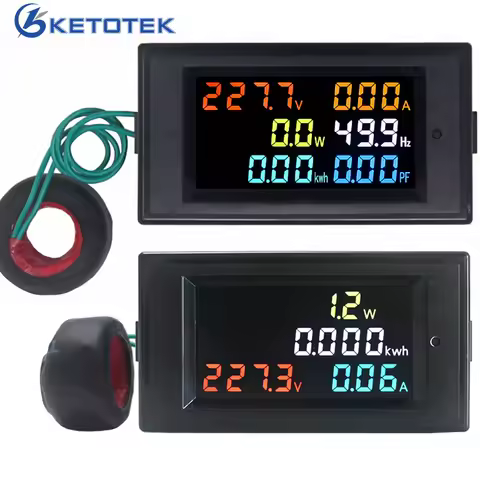 AC Voltmeter Ammeter Power Energy Meter AC 80.0-300.0V/AC 200.0-450.0 V 0.01-100A HD Color Screen 18