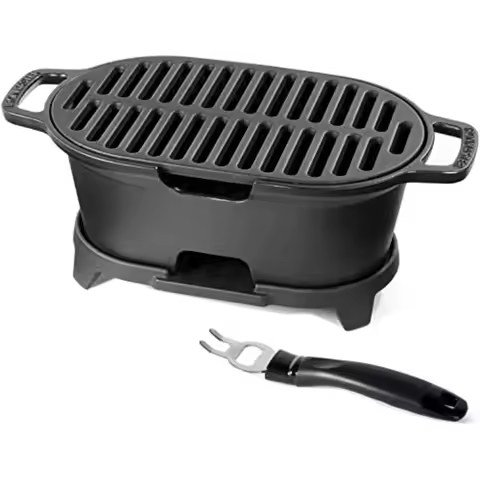 Mini 100% Cast Iron Hibachi Grill Tabletop Small Portable Charcoal Grill for Outdoor Camping Japanes