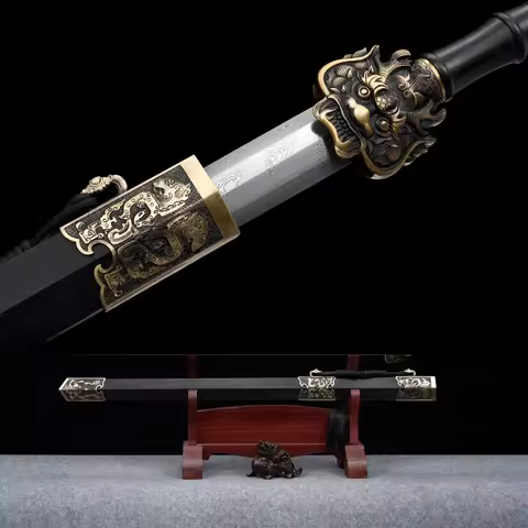 110cm Dragon God House Guardian Evil Sword Medieval katana Battle Preparation full tang Damascus Tru
