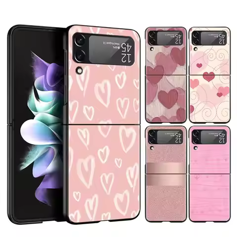 Gold Pink Rose Glitter Hearts Phone Case for Samsung Galaxy Z Flip 3 4 5 Shell For Samsung Z Flip3 F
