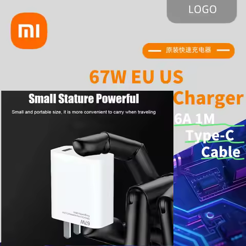 Original 67w Xiaomi Charger Turbo Charge US EU Adapter 6A Usb Type C Cable For Poco x5 F5 Pro Mi 13 