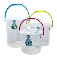 With Lid Transparent Bucket 7L/13L/18L Lift Storage Portable