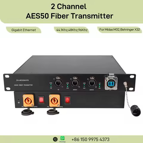 2CH AES50 Fiber Extender 10KM LC Redundant 1+1 Backup 44.1/48/96kHz for Midas M32 Behringer X32 Stag